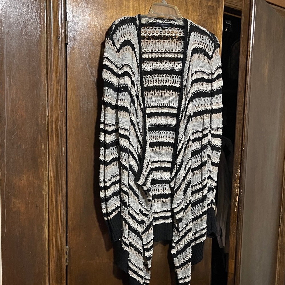 American Eagle Outfitters Black and White Striped Cardigan